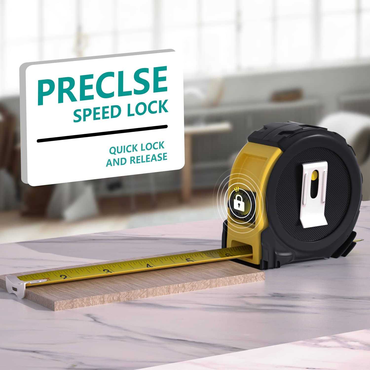 25FT Tape Measure,SLOGNNY Self-Locking Measuring Tape with Rubber Covered Case,Professional Measurement Tape with Inch and Metric - Image 3