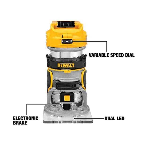 DEWALT 20V MAX XR Cordless Brushless Compact Router, 20V 6.0Ah and 20V 4.0Ah Batteries, and Charger - Image 3