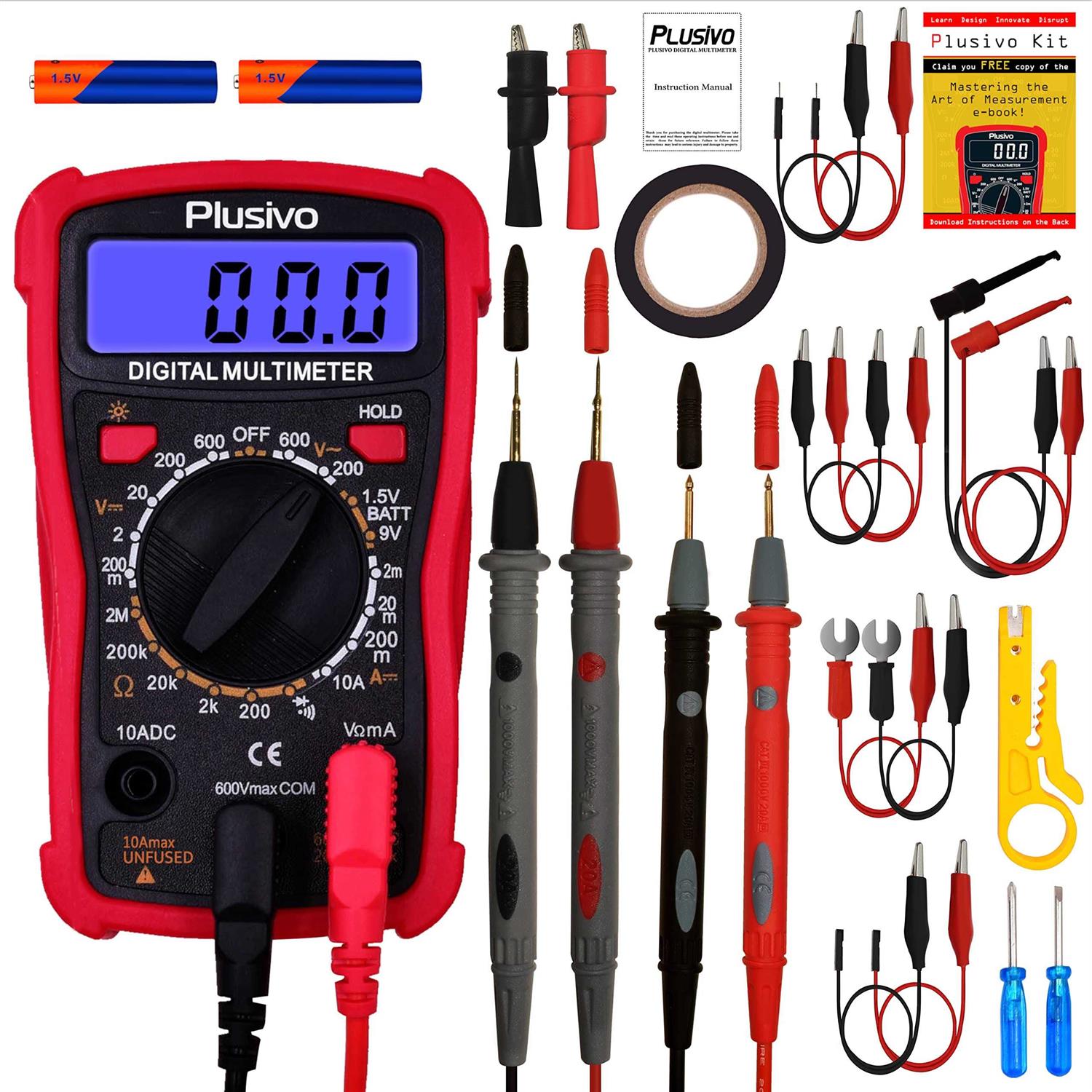 Digital Multimeter for Voltage, Resistance, Current, Continuity, Battery and Diode Multi Tester with Probes
