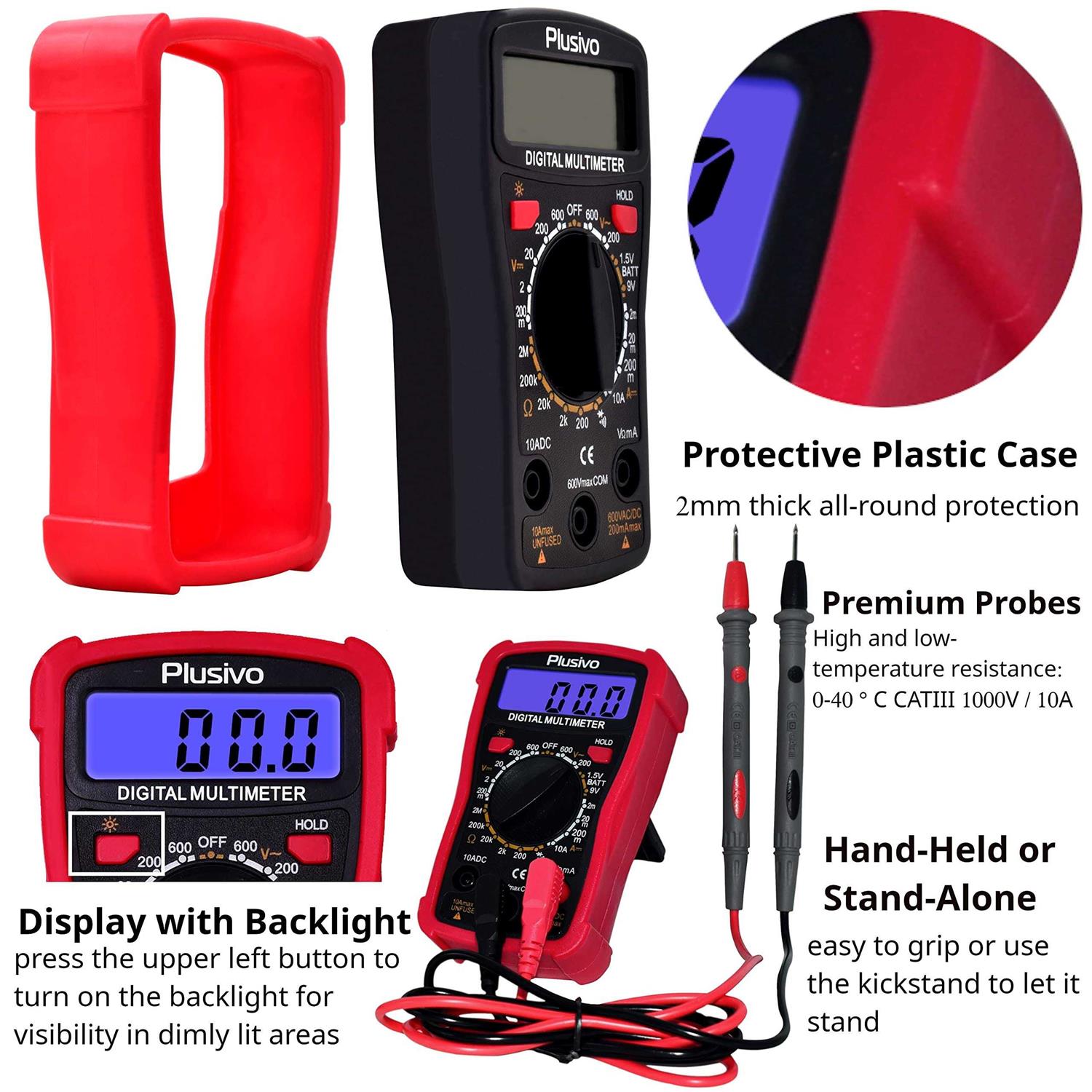Digital Multimeter for Voltage, Resistance, Current, Continuity, Battery and Diode Multi Tester with Probes - Image 3