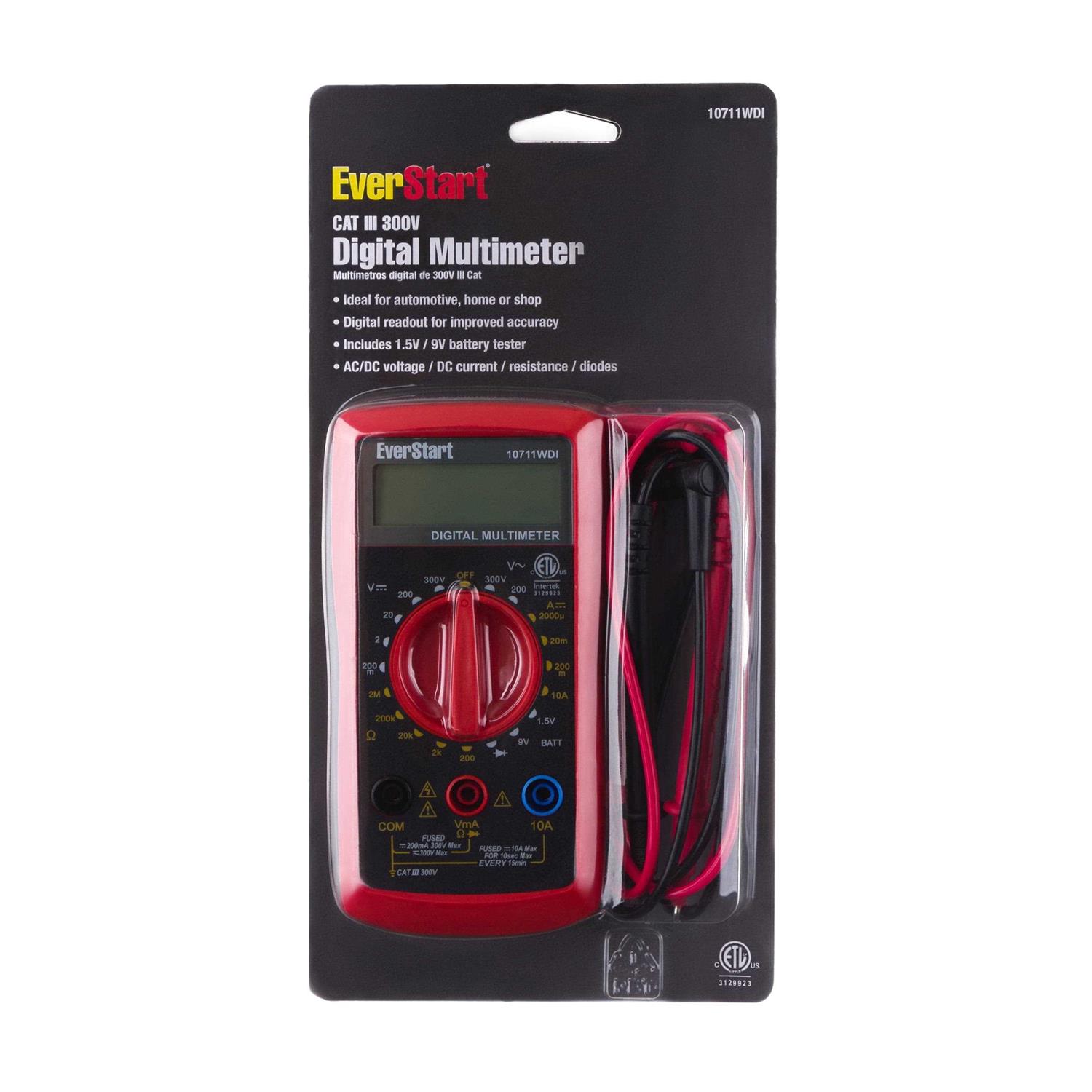 Everstart Value Automotive 300 Volt Digital LCD Multimeter 10711WDI