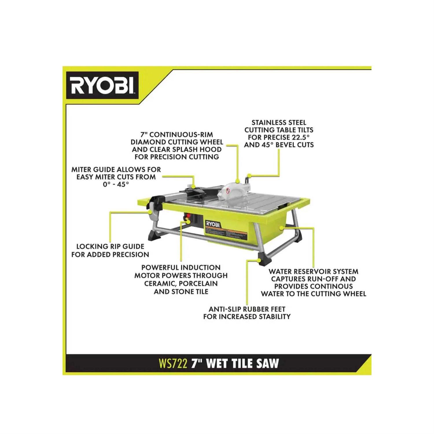 Ryobi 7 in. 4.8 Amp Tabletop Tile Saw - Image 4
