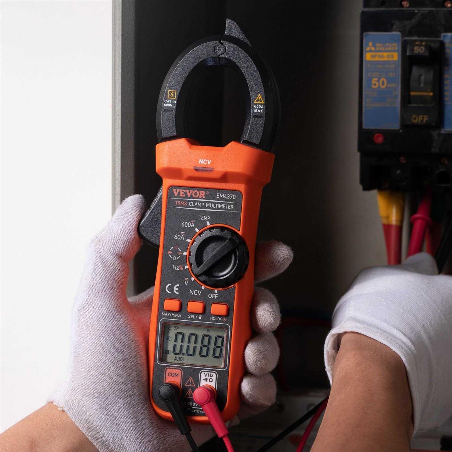 VEVOR Digital Clamp Meter Multimeter True RMS AC DC Volt Amp NCV Measurement - Image 3