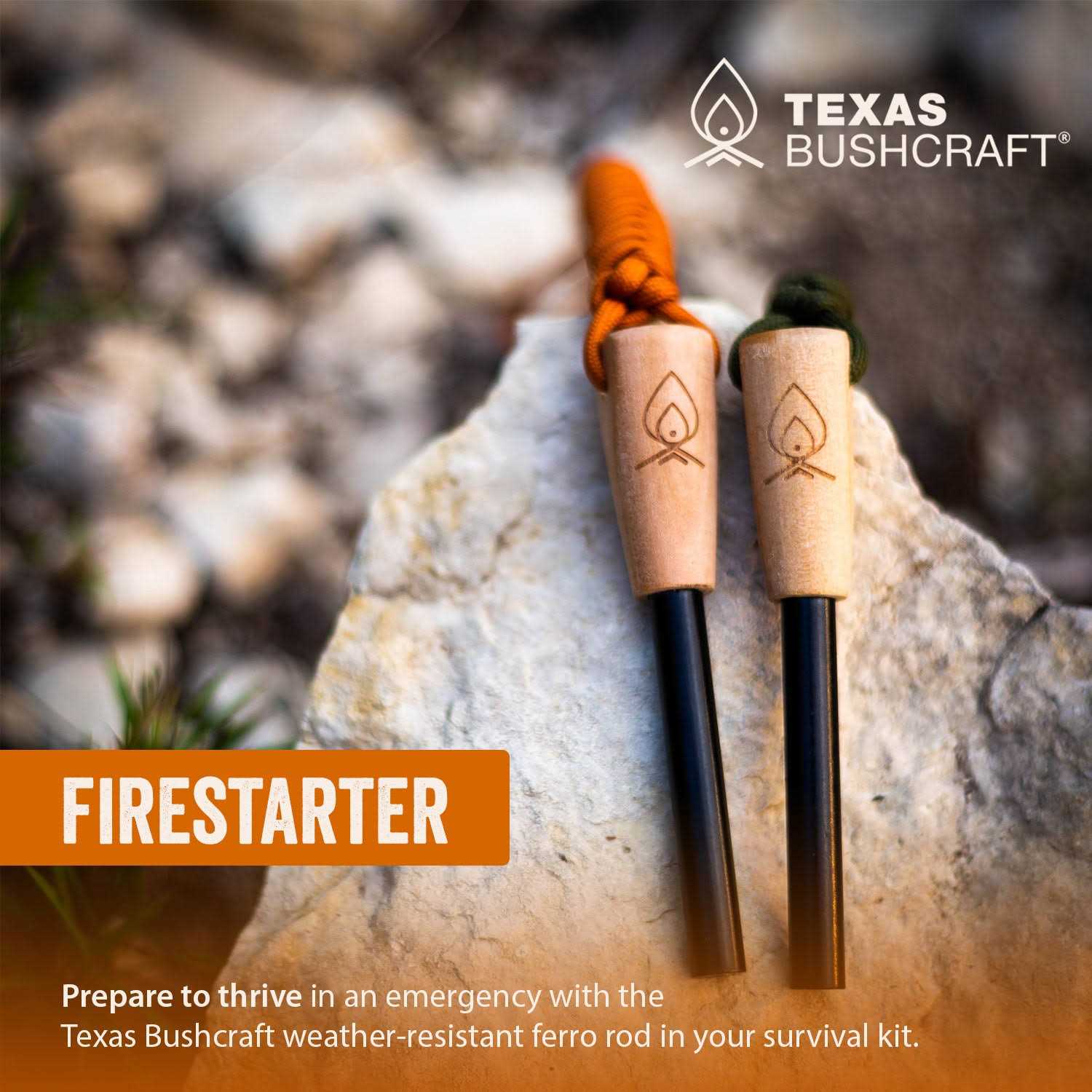 Texas Bushcraft Fire Starter 3/8 Thick Ferro Rod with Striker and Paracord Wrist Lanyard – Waterproof Flint Fire Steel Survival Lighter - Image 4