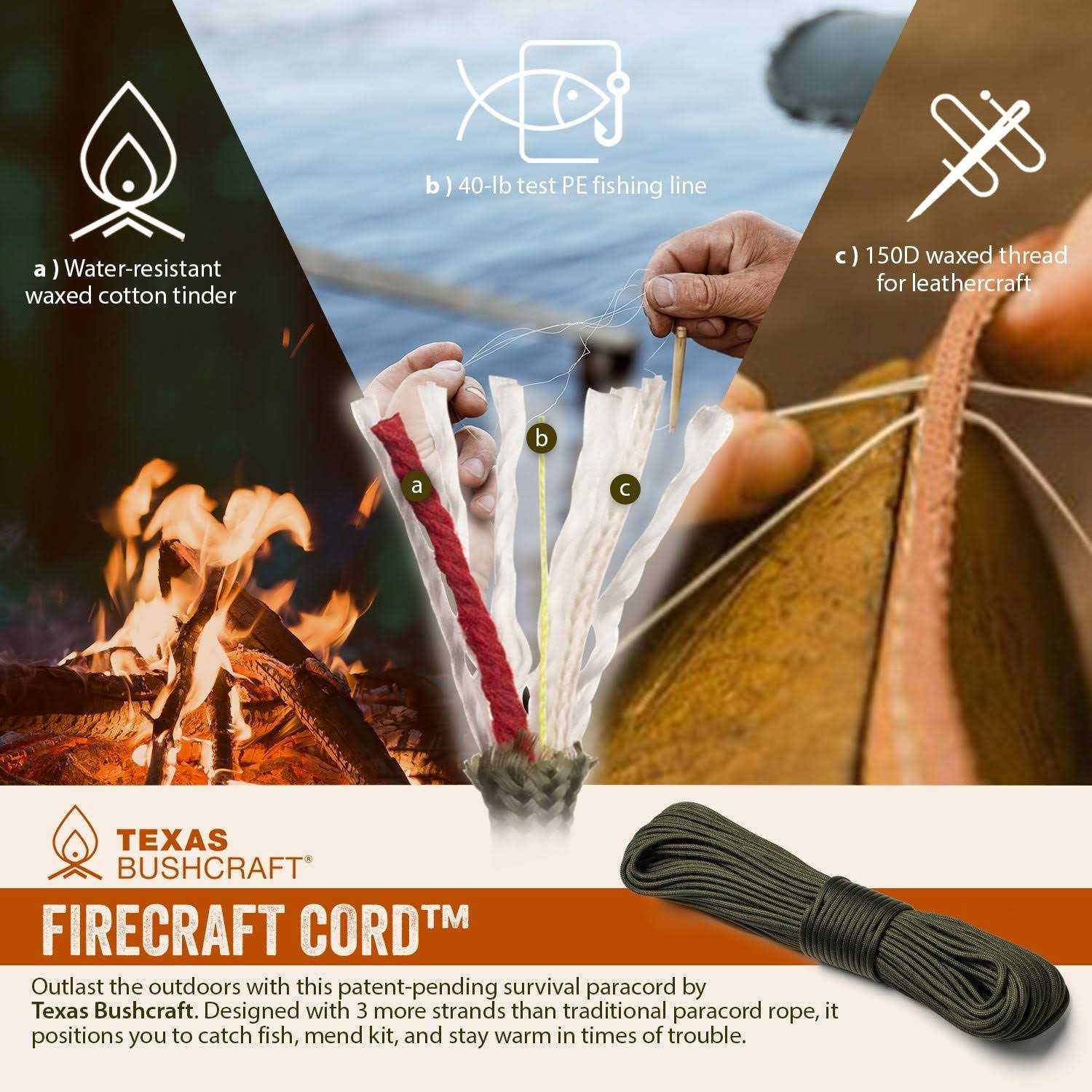 Texas Bushcraft Fire Starter 3/8 Thick Ferro Rod with Striker and Paracord Wrist Lanyard – Waterproof Flint Fire Steel Survival Lighter - Image 3