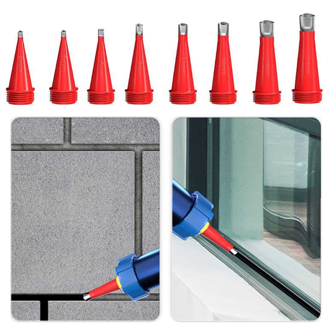 27pcs Caulking Finisher Kit, Reusable Caulking Nozzle Coating 15 Caulking Nozzle Applicators Caulking Tool Kit with 8 Connector Caulking Guns and 4 - Image 3
