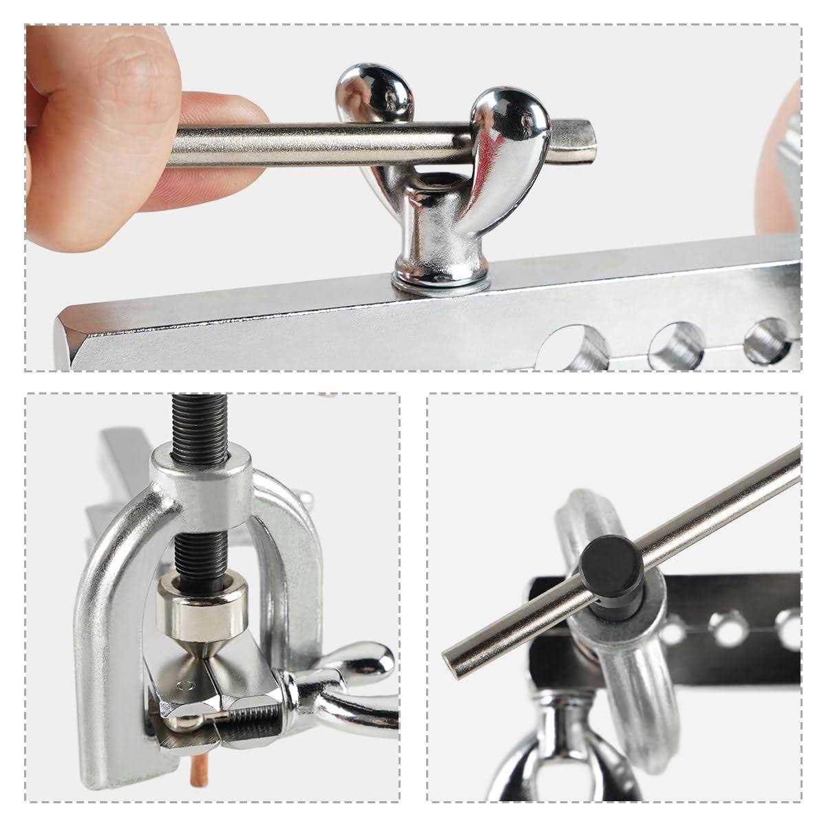 Thorstone Double & Single Flaring Tool Kit for Brake Line and Brass Tubing Tool with Extra Adapters - Image 5