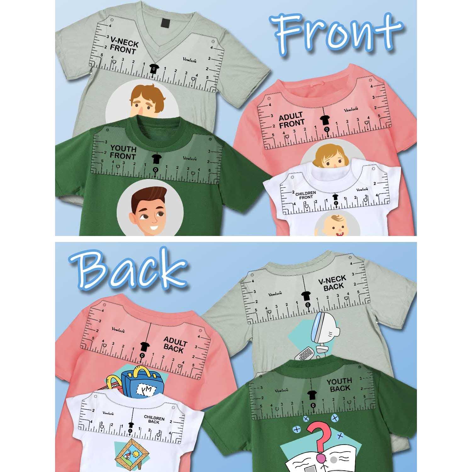 Tshirt Ruler Guide Vinyl Alignment T Shirt Measure Rulers Guide Shirt Measurement Centering Tool Heat Press Screen Printing Embroidery Accessories - Image 3