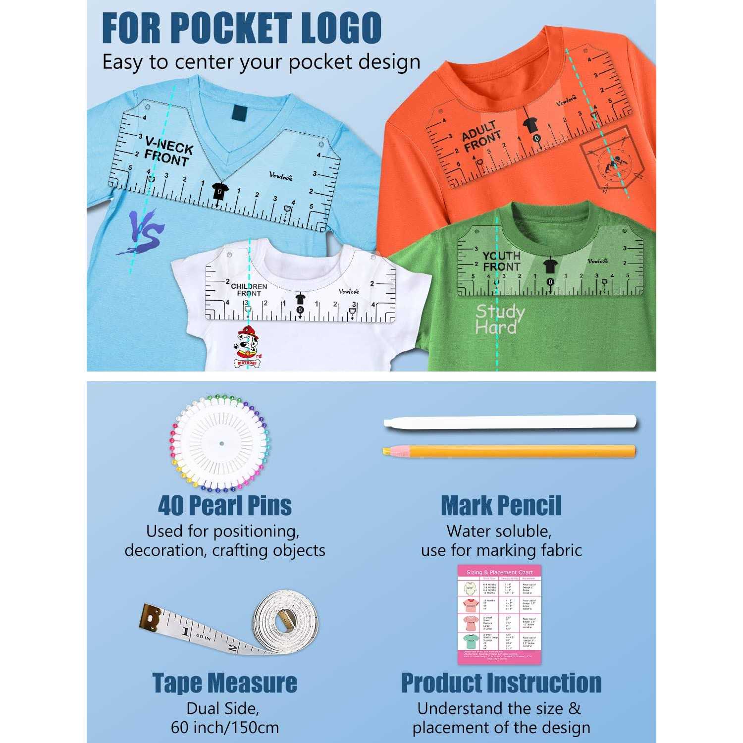Tshirt Ruler Guide Vinyl Alignment T Shirt Measure Rulers Guide Shirt Measurement Centering Tool Heat Press Screen Printing Embroidery Accessories - Image 4