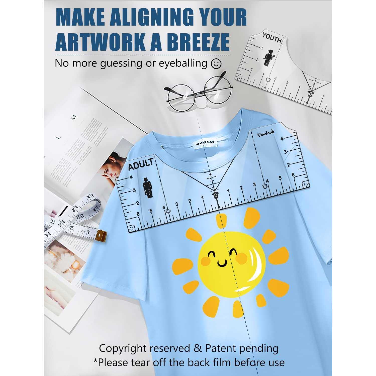 Tshirt Ruler Guide Vinyl Alignment T Shirt Measure Rulers Guide Shirt Measurement Centering Tool Heat Press Screen Printing Embroidery Accessories - Image 5