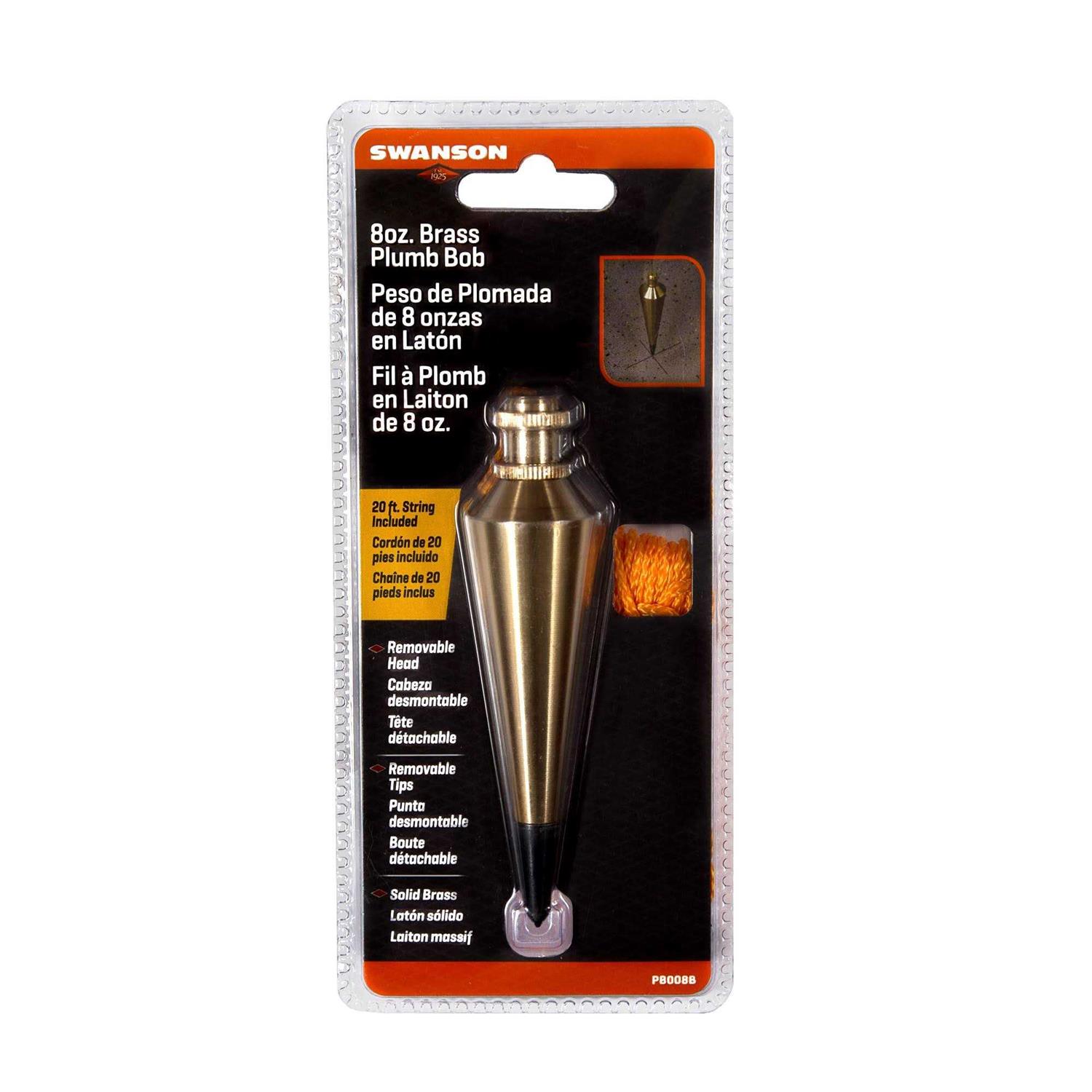 Swanson PB008B 8 oz. Brass Plumb Bob - Image 3