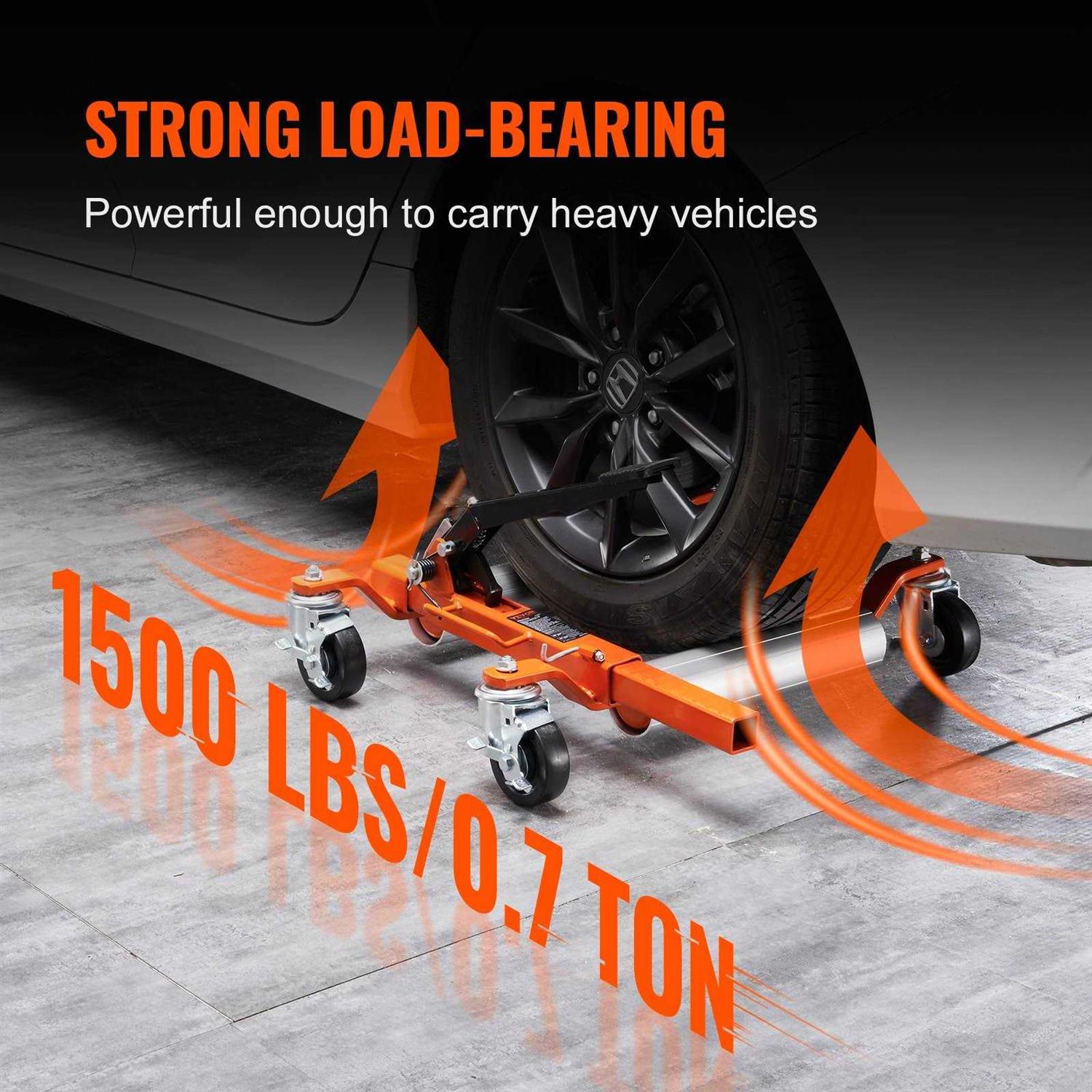 VEVOR Wheel Dolly 1 Set Wheel Dolly Car Skate Heavy Duty Vehicle Positioning with Ratcheting Foot Pedal - Image 4