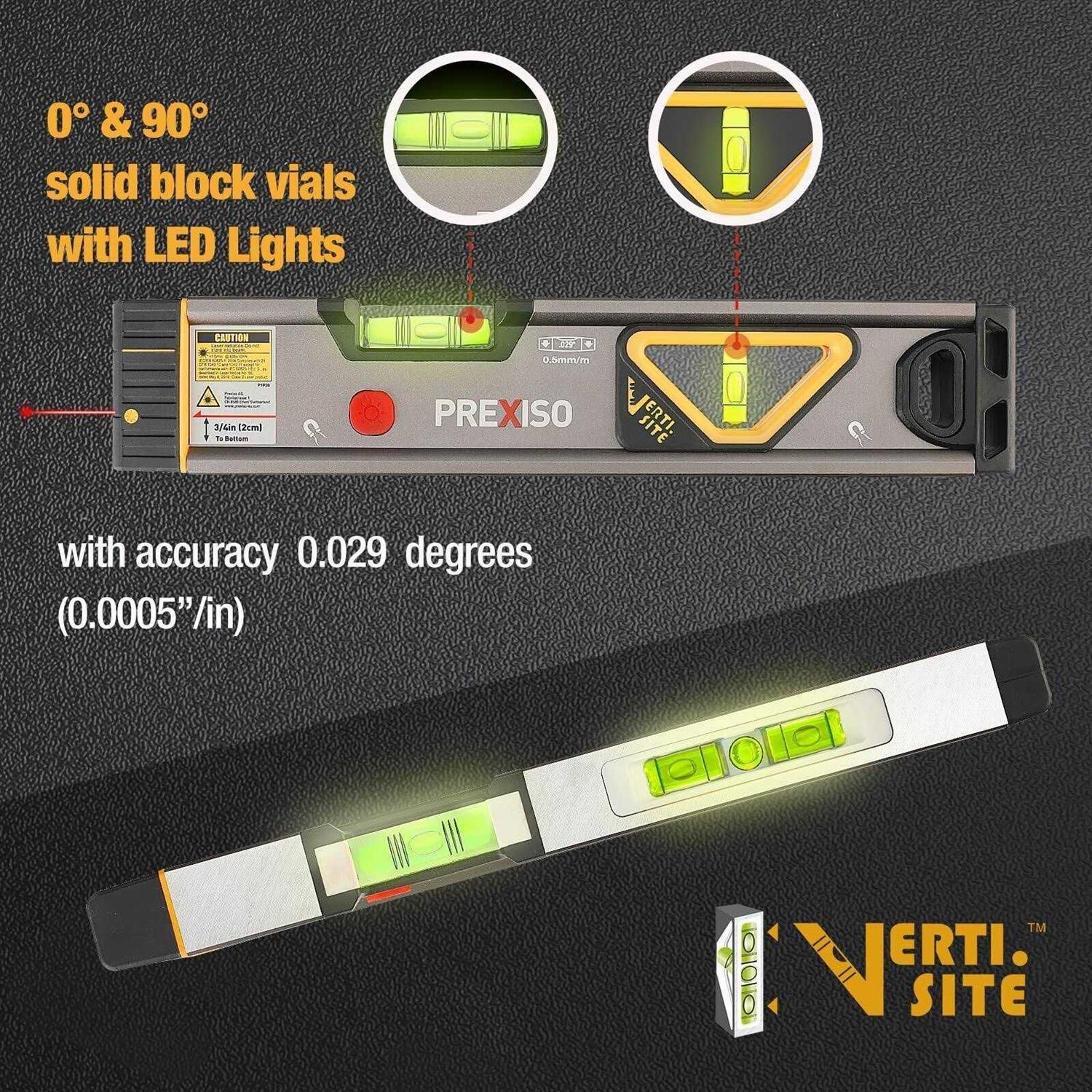 Prexiso 2-in-1 Laser Level Spirit Level with Light 100ft Alignment Point & 30ft Leveling Line - Image 5
