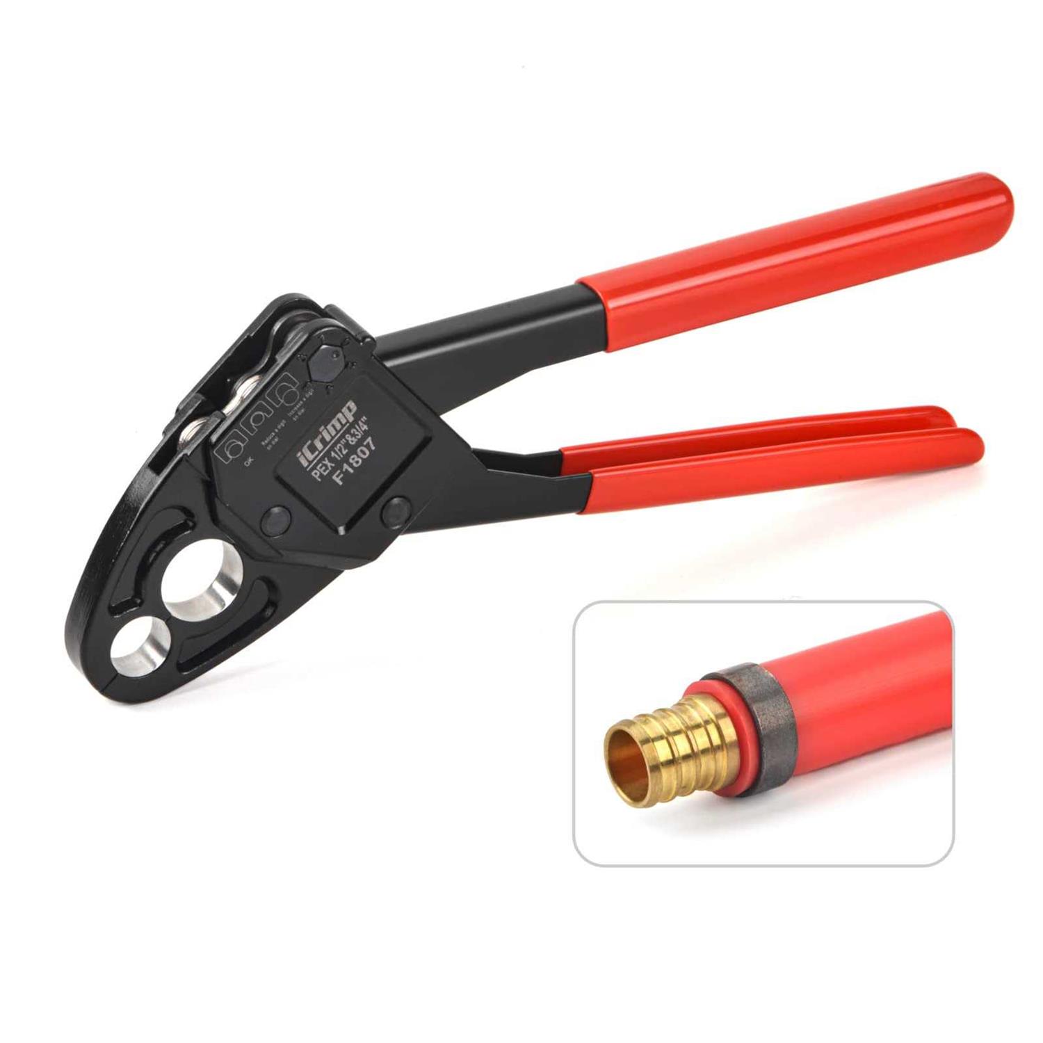 iCrimp Combo Angle Head Pex Pipe Plumbing Crimping Tool for Copper Crimp Jaw Sets 1/2 & 3/4 with Go/No-Go Crimp Gauge - Image 3
