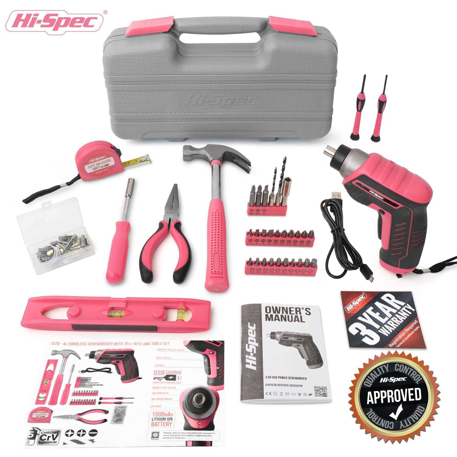 Hi-Spec 35pc tool kit with 3.6V USB Electric Screwdriver and drill set. Complete tool set - Image 4