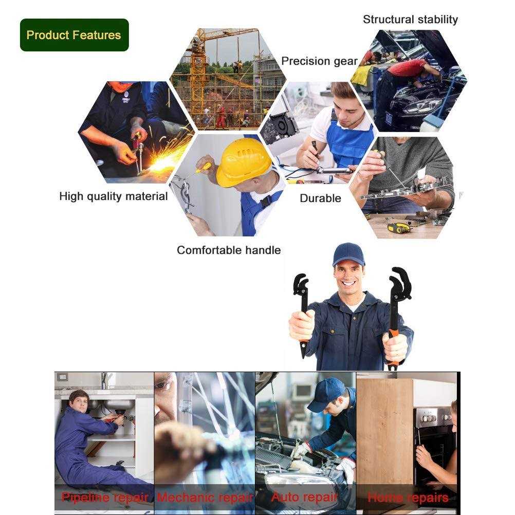 LEJOSTOL Multi-function Magic Wrench Universal Adjustable Wrenches 1045 Steel, Pipe Wrench Set 10.5 and 15-Inch,2-Piece - Image 4