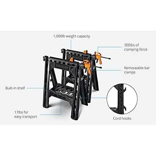 Worx Clamping Sawhorses with Bar Clamps - Image 3