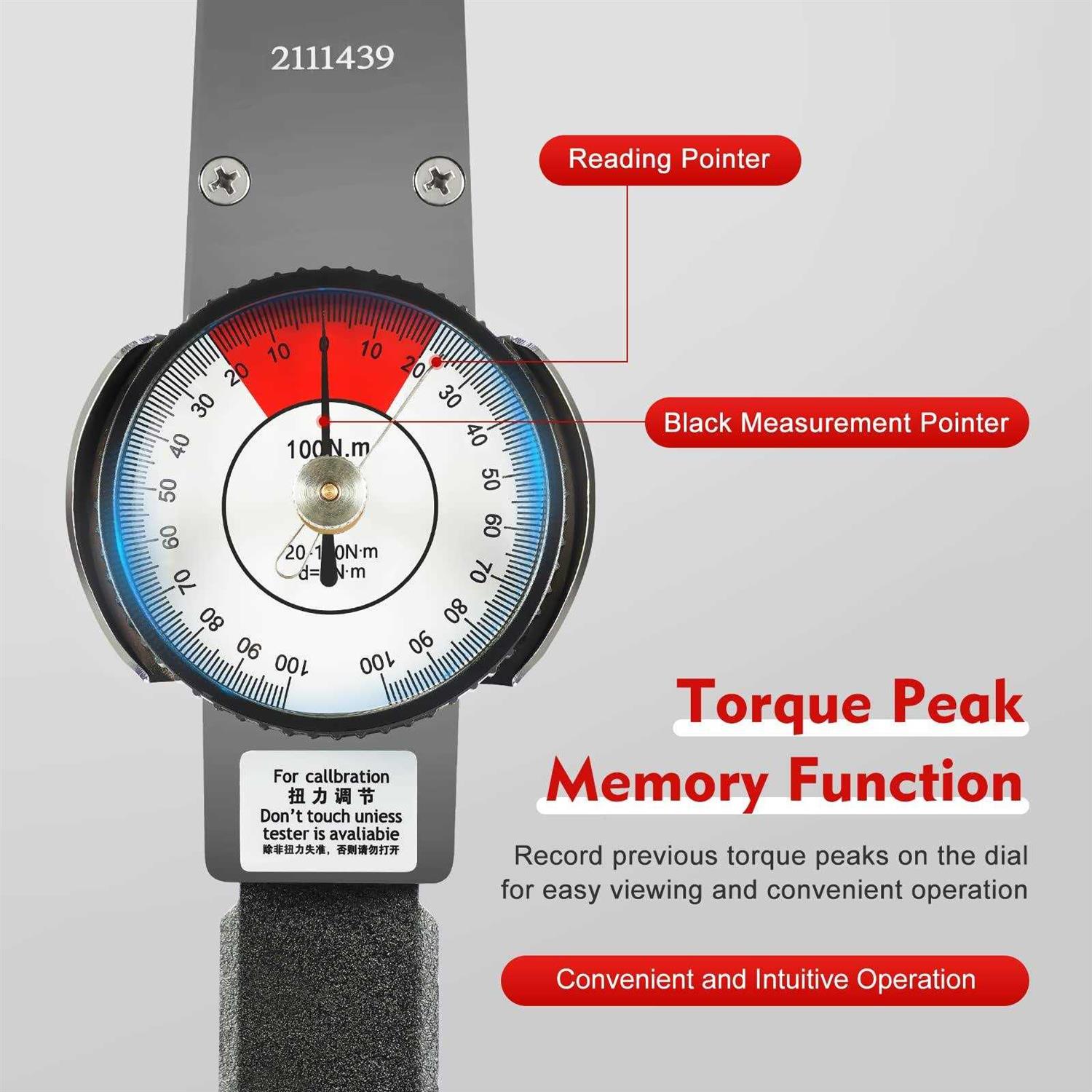 LianDu-US Dial Indicator Torque Wrench Indicatingmeter 0-100 Nm High Precision Torque Meter Professional Measure Tool at MechanicSurplus.com - Image 4