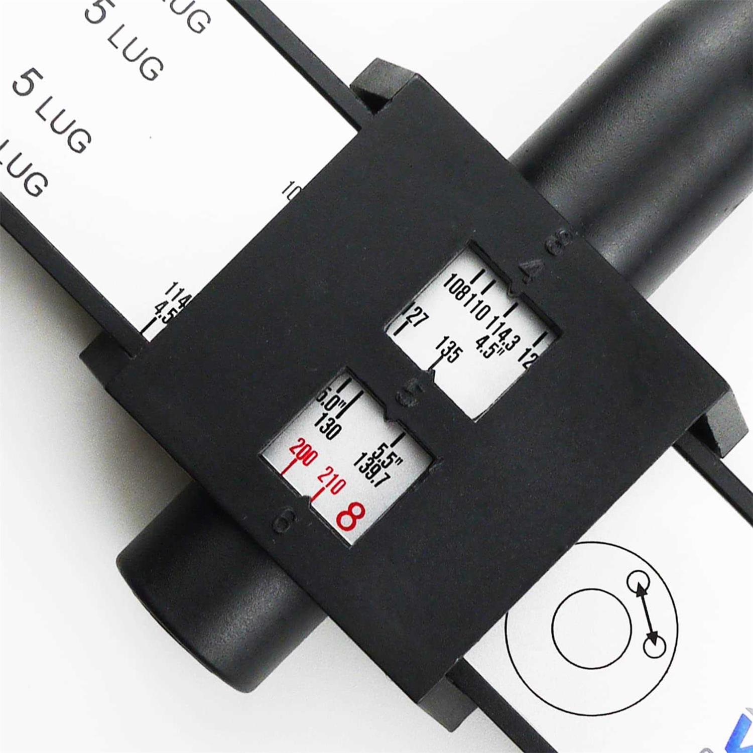 Wheel Connect PCD Gaugewheel/Rim Bolt Pattern Measuring Tool PCD Ruler Sliding Caliper for 4 5 6 8 Holes - Image 3