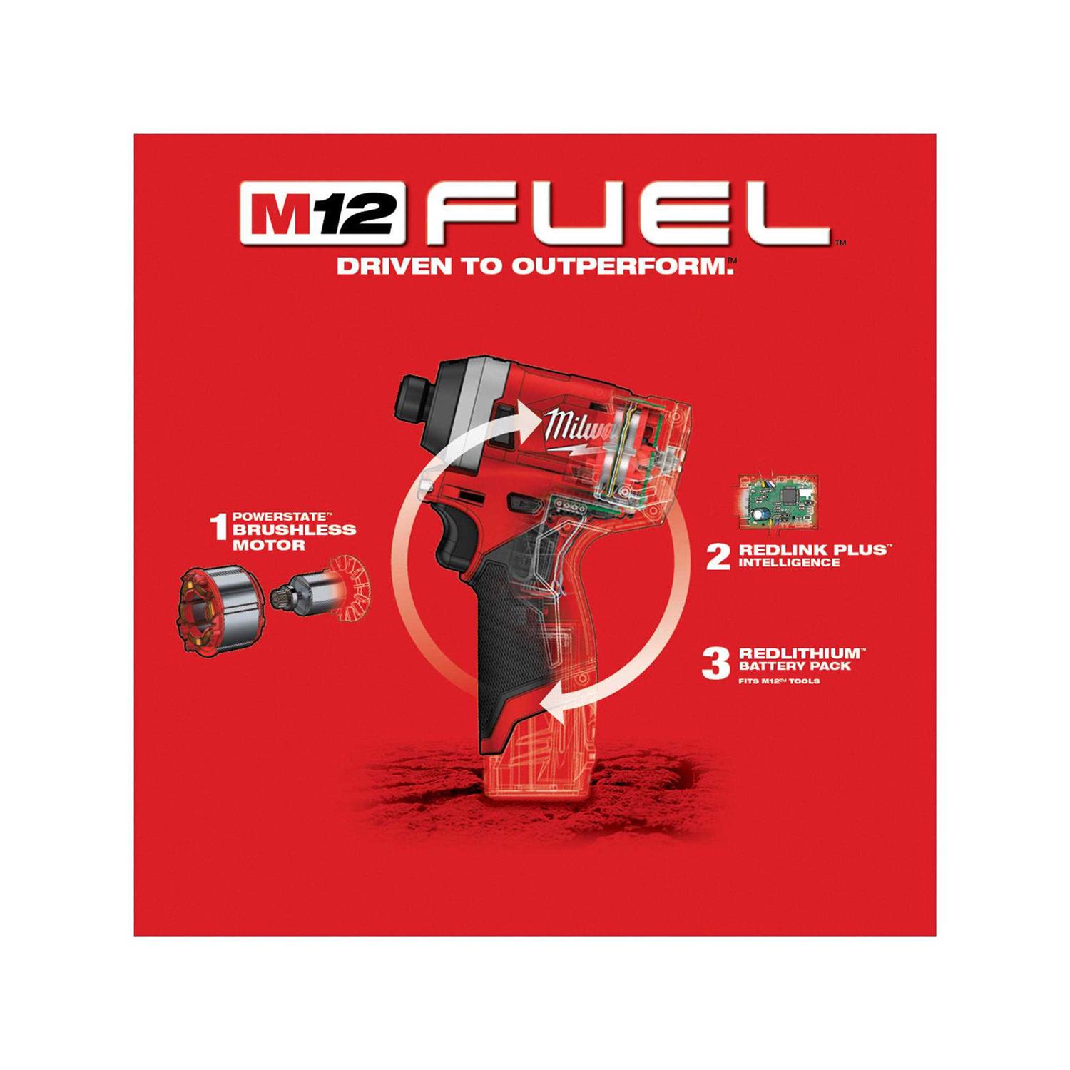 2553-20 Milwaukee M12 FUEL 1/4 Hex Impact Driver - Image 4