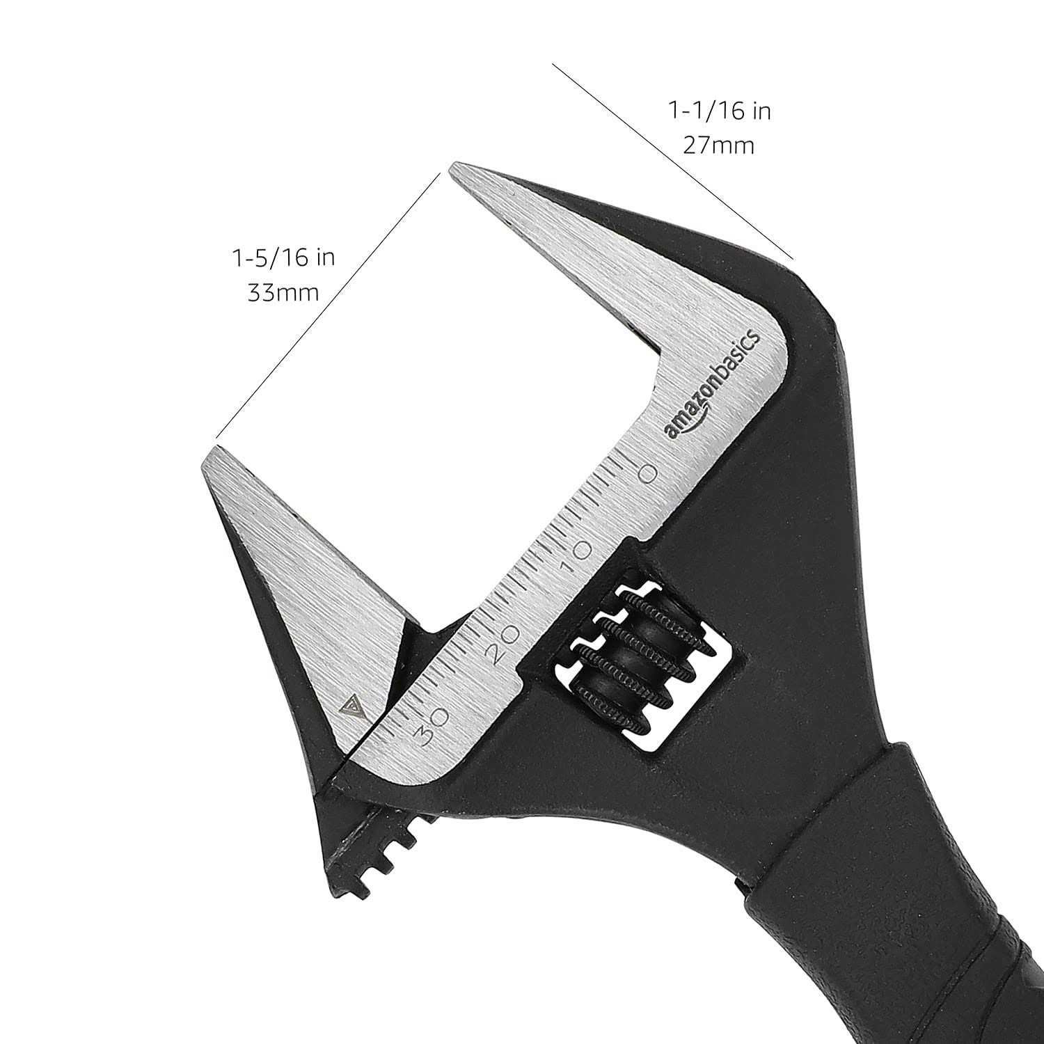 Amazon Basics Plumbing Adjustable Wrench with Soft Grip Wide Mouth - Image 5