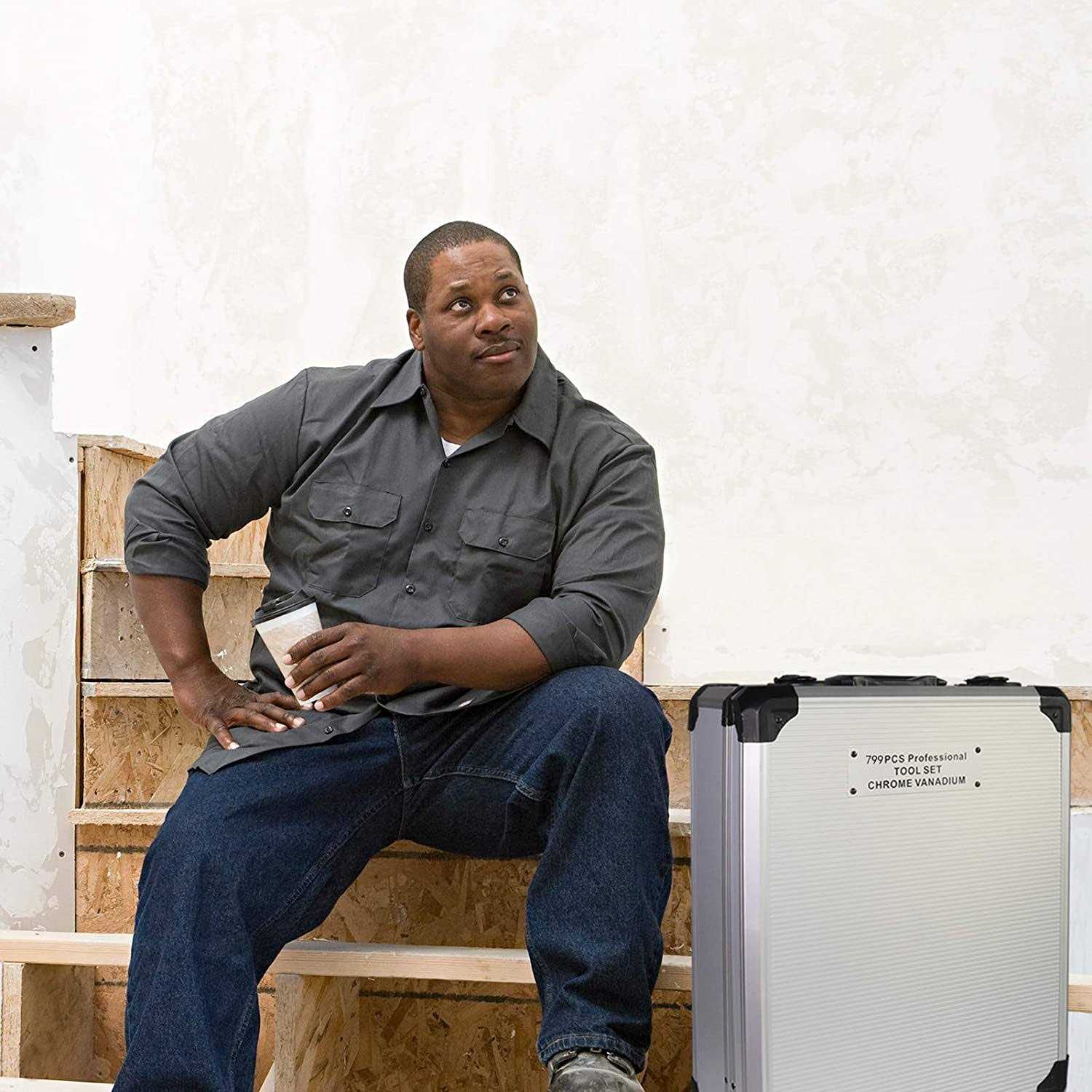 Arcwares 799pcs Aluminum Trolley Case Tool Set Silver House Repair Kit Set - Image 5