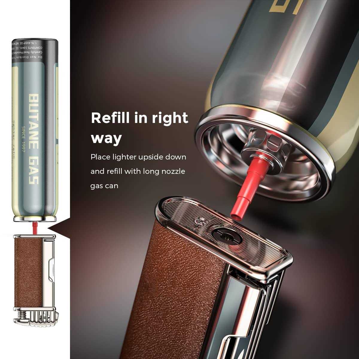 jopooLighter Pipe Lighter with Metal Tools Angled Soft Flame Butane Gas Refillable Gift for Men - Image 3