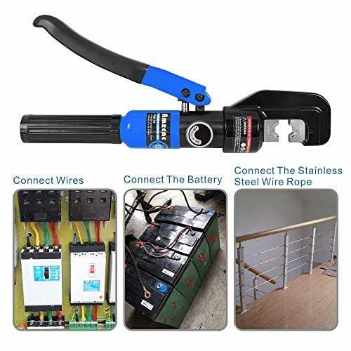 Amzcnc Hydraulic Crimping Tool and Cable Cutter Hydraulic Cable Lug Crimper 8 Us Ton 12 Awg to 00 Electrical Terminal Cable Wire Tool Kit - Image 2