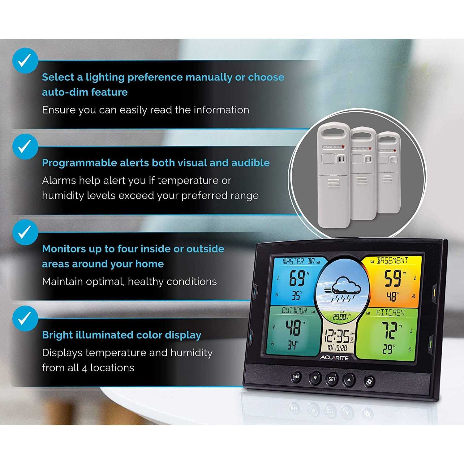 AcuRite Temperature and Humidity Weather Station with 3 Sensors - Image 2