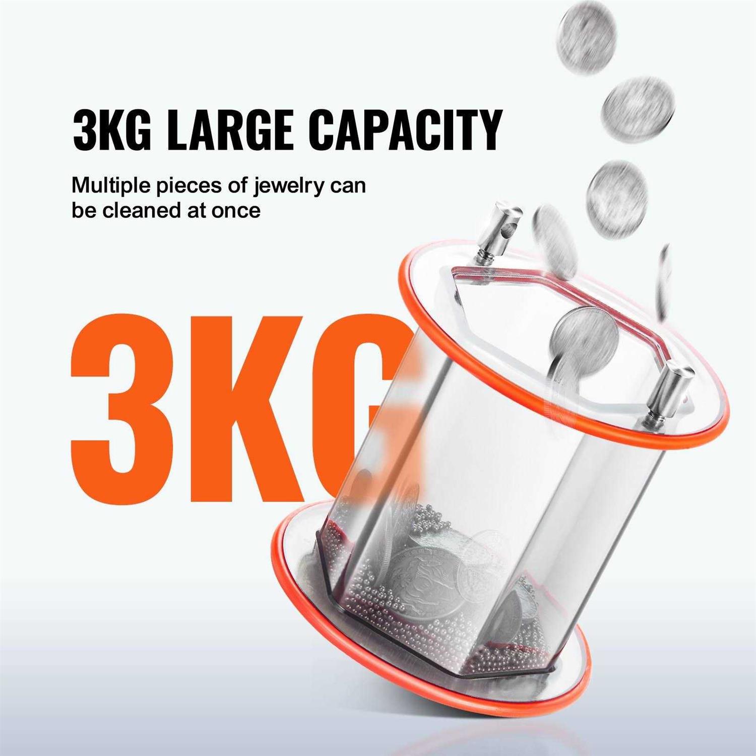 VEVOR Jewelry Polisher Tumbler 6.6lbs/3kg Capacity Mini Rotary Tumbler Machine with 0-60 Minutes Timer 5 Speeds Jewelry Rotary Finisher for Surface - Image 4