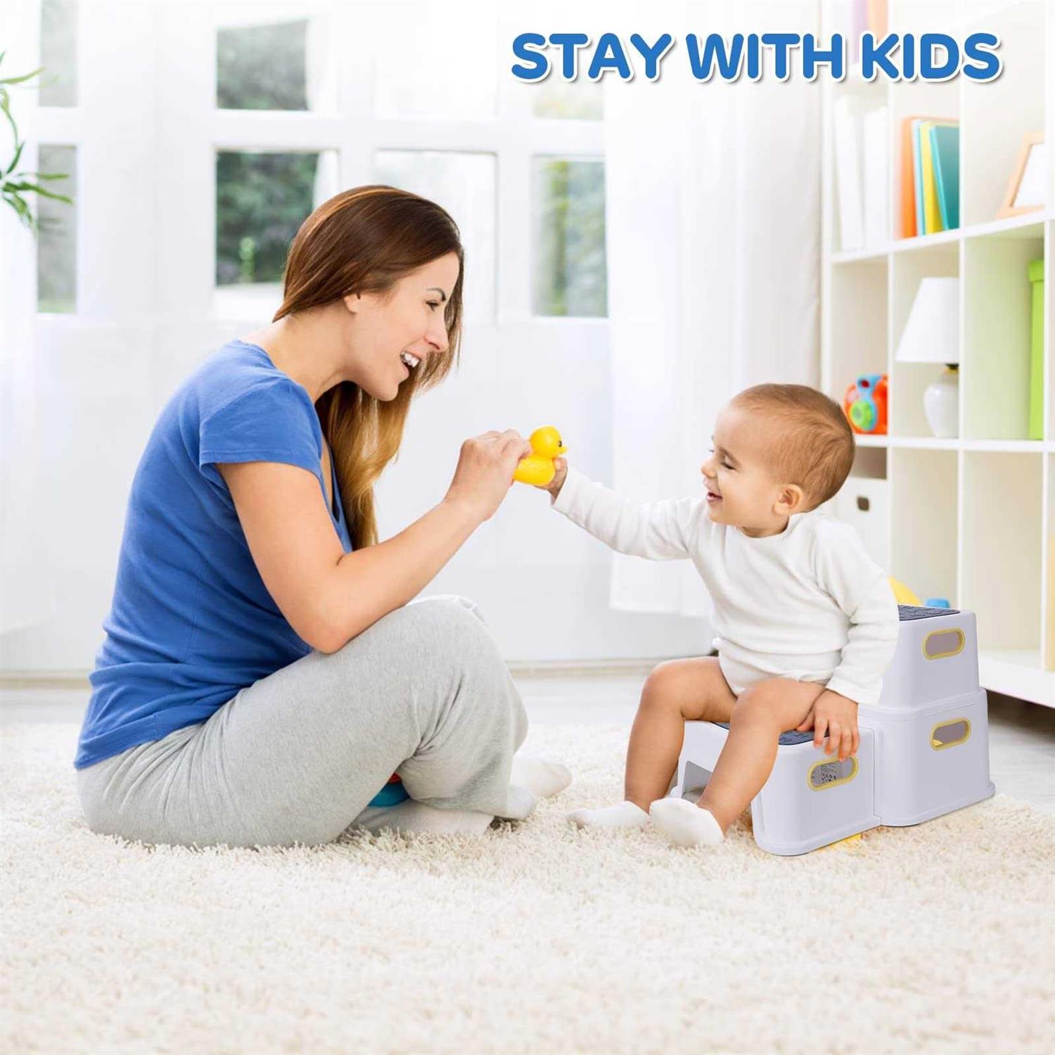 Two Step Stool for Kids with 2 PCS Faucet Extender, Babevy Toddler Step Stool for Potty Training, with Numbers/ABC and Handles - Image 5