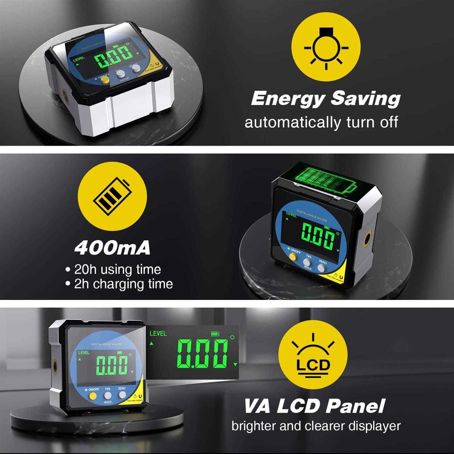 3-in-1 Digital Angle Finder Electronic Level Laser Rechargeable Digital Level Box Protractor Inclinometer - Image 3