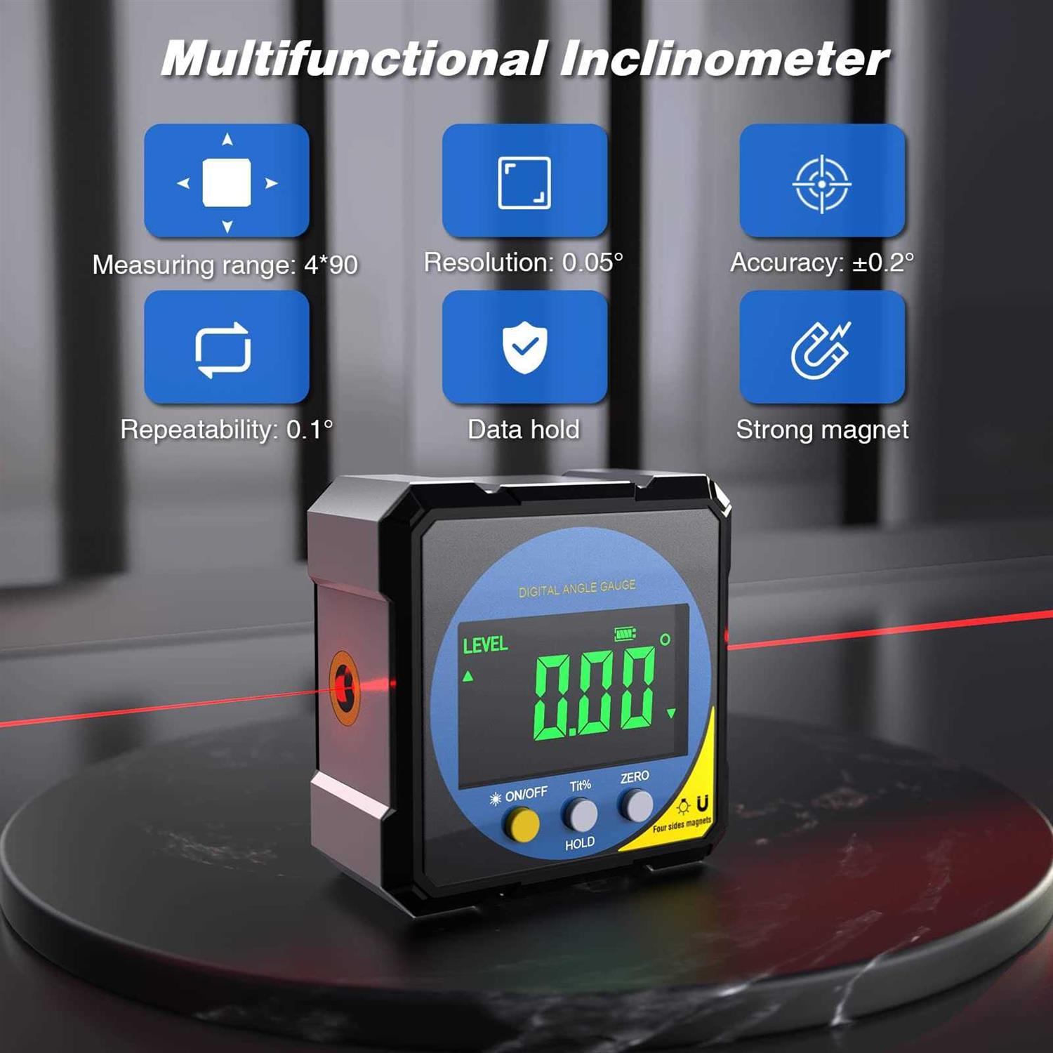 3-in-1 Digital Angle Finder Electronic Level Laser Rechargeable Digital Level Box Protractor Inclinometer - Image 5