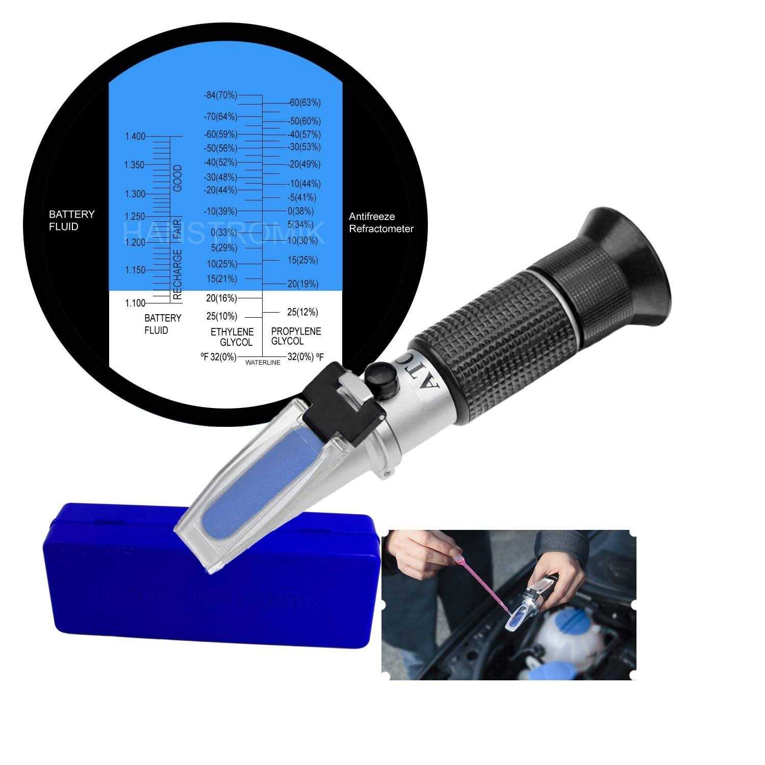 Trz 4-in-1 Antifreeze Refractometer Ethylene Glycol, Propylene Glycol in Antifreeze Freezing Point Temperature And Concentration