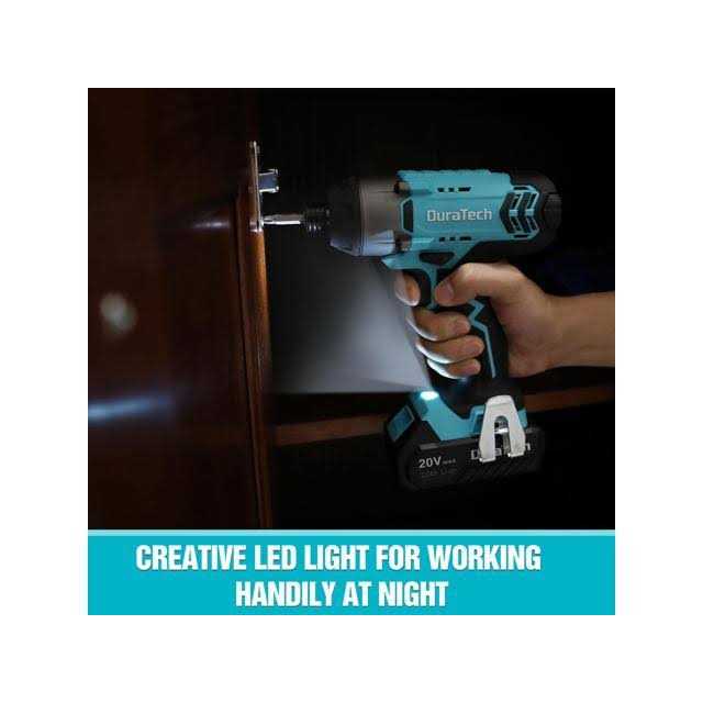 DuraTech 20V Cordless Impact Driver Kit, 1/4-Inch Power Impact Driver with 20-Piece Durable Bits, 1500In-lbs, 2600RPM, LED Light, 2.0Ah Battery and Fa - Image 3