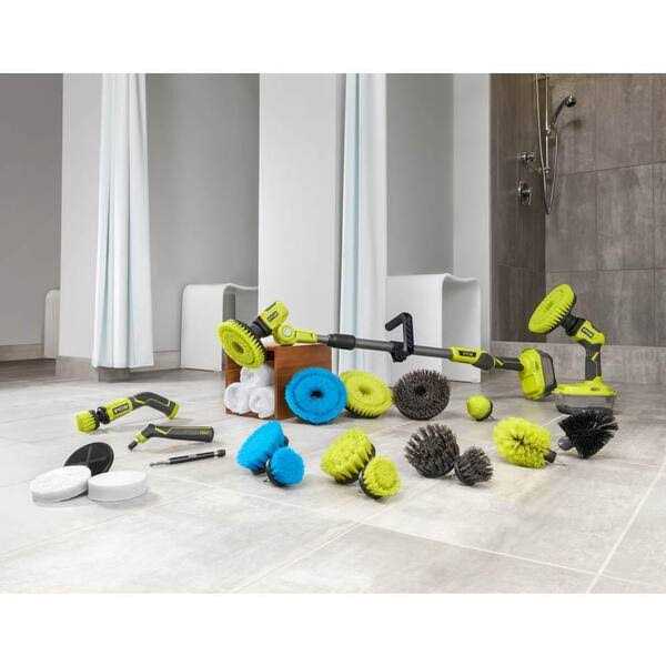RYOBI ONE+ 18V Cordless Compact Power Scrubber Kit with 2.0 Ah Battery, Charger, and 6 Kit - Image 5