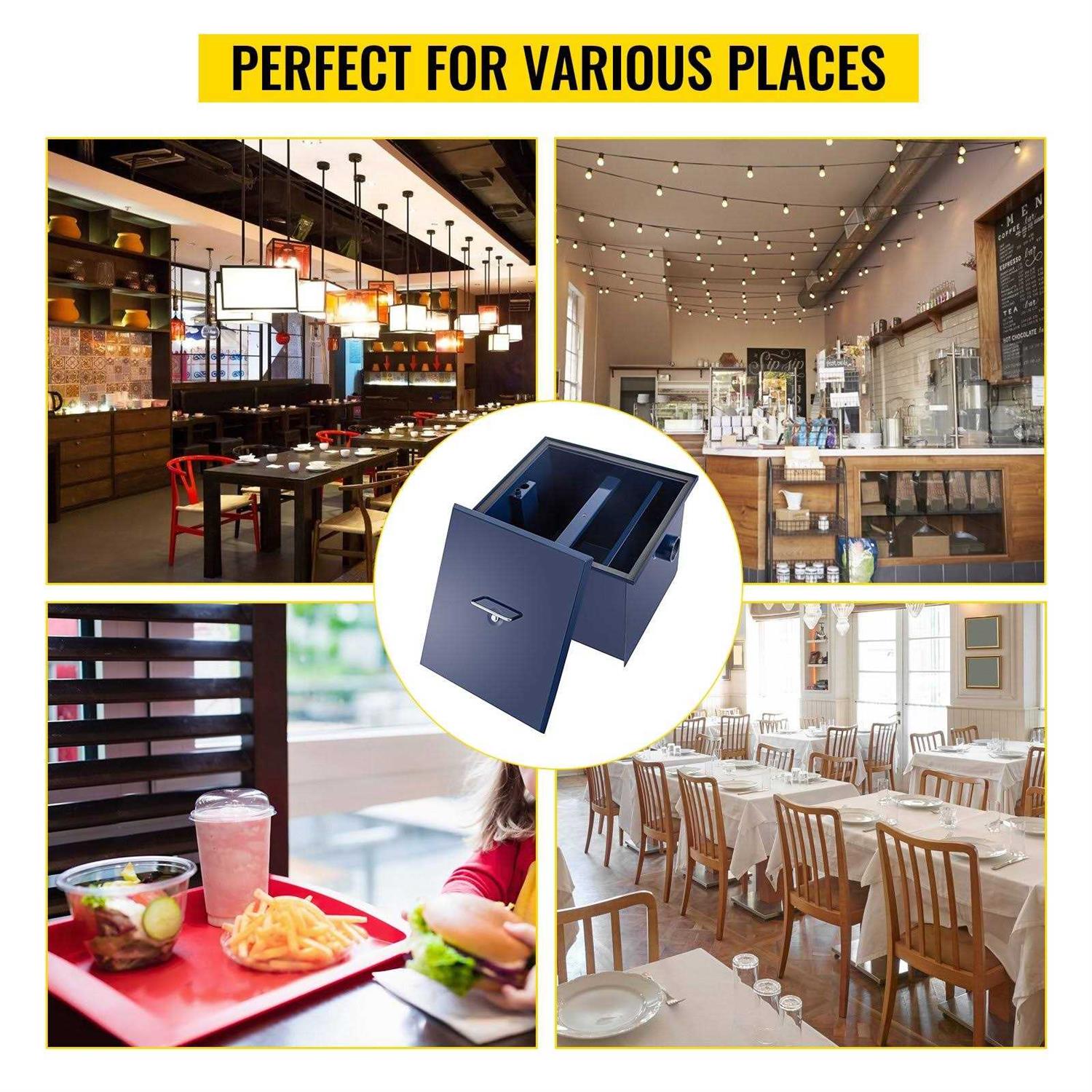 VEVOR Commercial Grease Interceptor Carbon Steel Grease Trap GPM Grease Interceptor Trap with Side Water Inlet Under Sink Grease Trap YSFLQ - Image 2