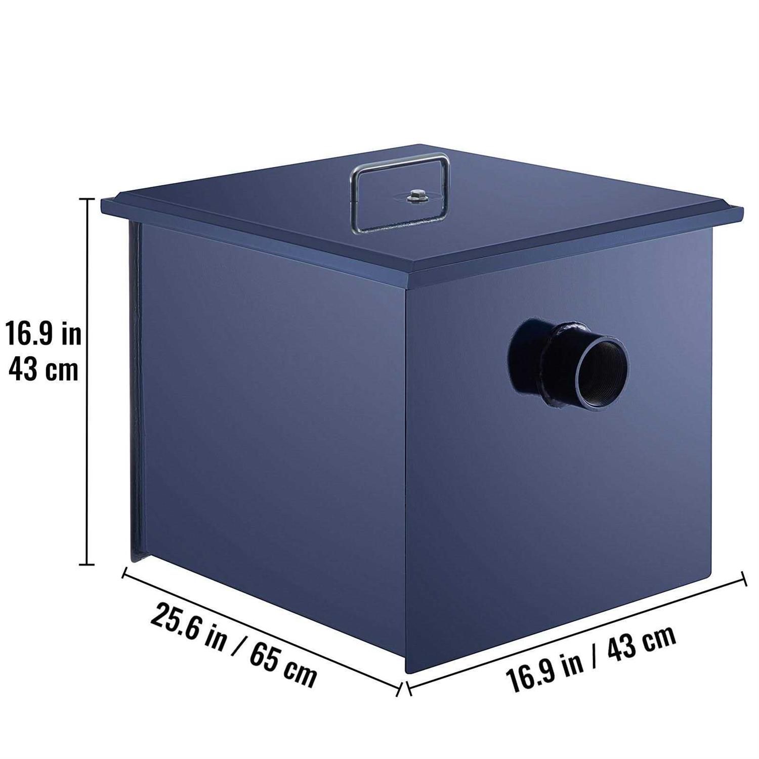 VEVOR Commercial Grease Interceptor Carbon Steel Grease Trap GPM Grease Interceptor Trap with Side Water Inlet Under Sink Grease Trap YSFLQ - Image 4