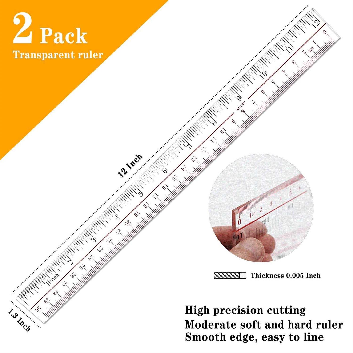 Ruler 12 inch, Clear Plastic 12 inch Ruler, Apply to Rulers for Kids and Office Use Measuring Tools - Image 4