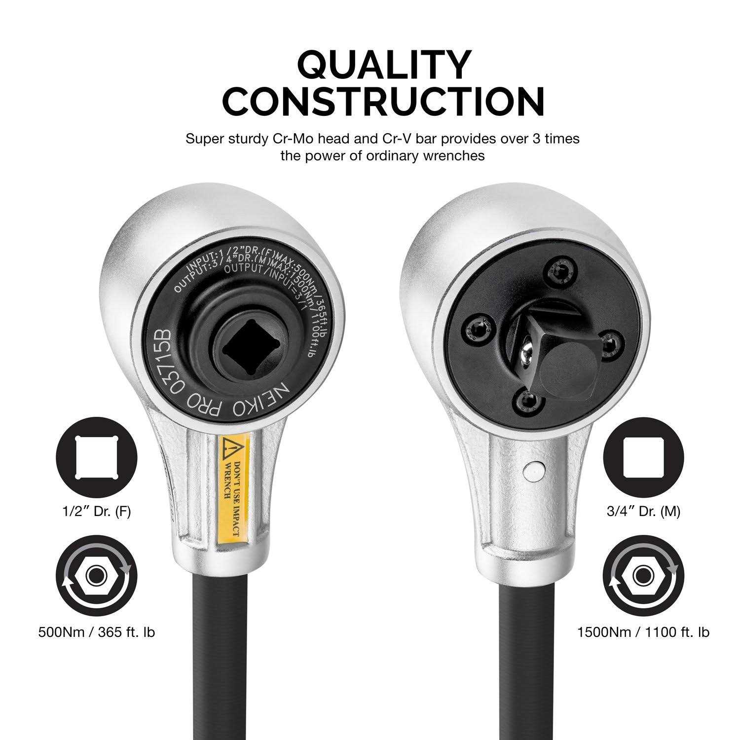 Neiko Pro 03715B Torque Multiplier 12 Drive Torque Wrench 1100 Foot - Image 5