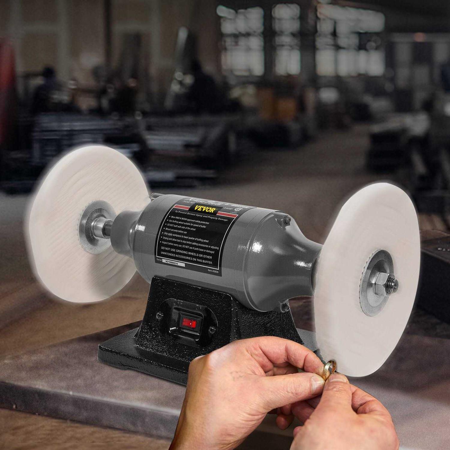 VEVOR Bench Buffer Polisher 8 inch Buffing Machine 350W 3/4HP Motor with 3600 Rpm - Image 4