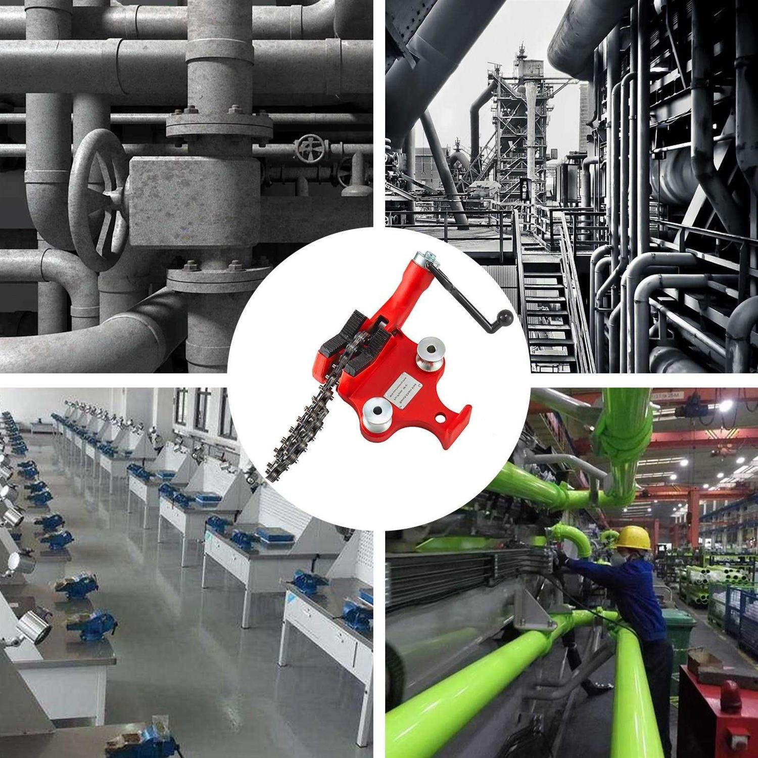 Mophorn Screw Bench Chain Vise 1/8 to 5-Inch Pipe Capacity Heavy Duty Bench Chain Pipe Vise with Crank Handle - Image 3