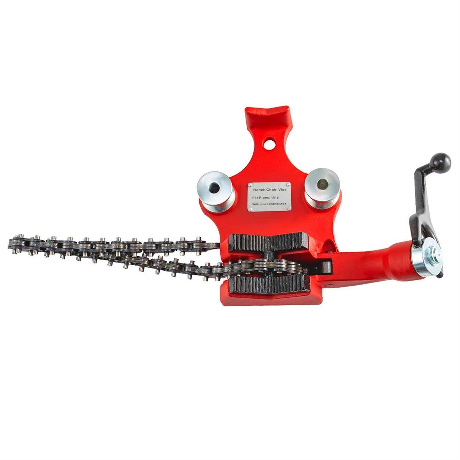 Mophorn Screw Bench Chain Vise 1/8 to 5-Inch Pipe Capacity Heavy Duty Bench Chain Pipe Vise with Crank Handle - Image 4