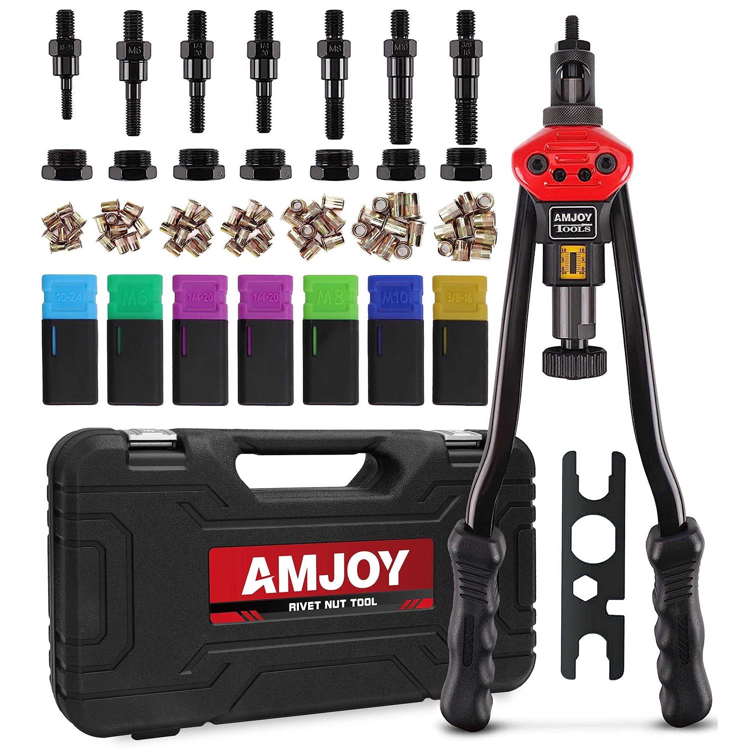 Amjoy Rivet Nut Tool 16'' Long Handles Labor-saving Rivet Tool Set with 7 Mandrels - Image 5