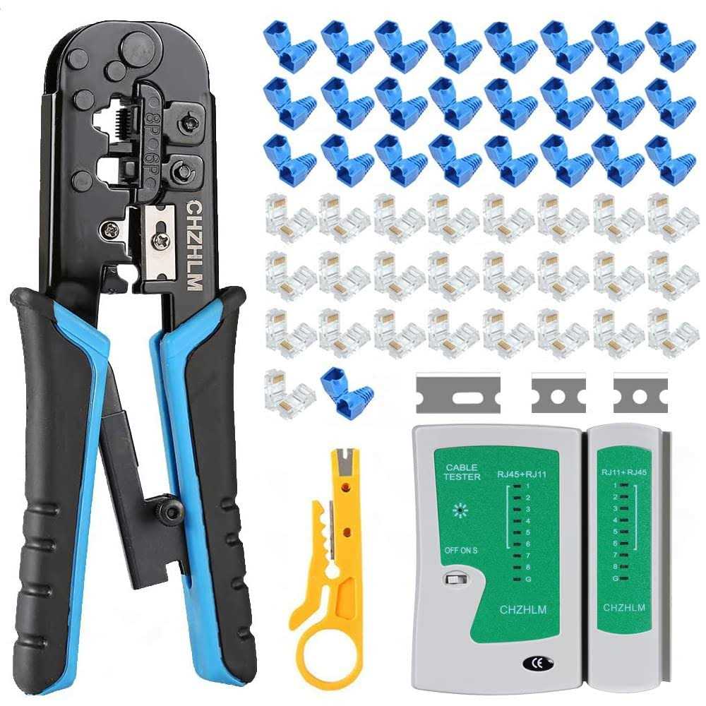 RJ45 crimping Tool Kit Ethernet Crimp Tool 6P-RJ11/12 8P-RJ45 Crimper,Cut,Strip and crimping Tool