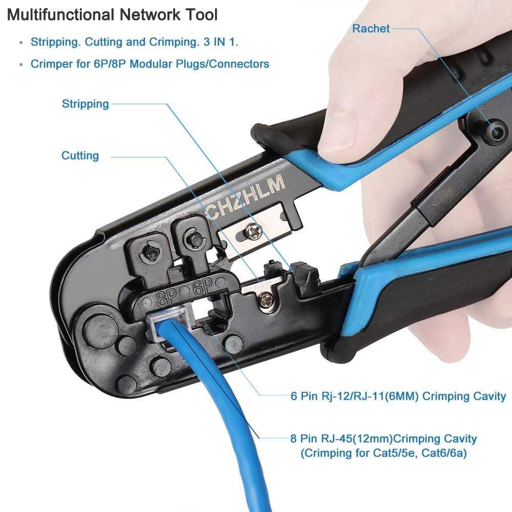 RJ45 crimping Tool Kit Ethernet Crimp Tool 6P-RJ11/12 8P-RJ45 Crimper,Cut,Strip and crimping Tool - Image 4