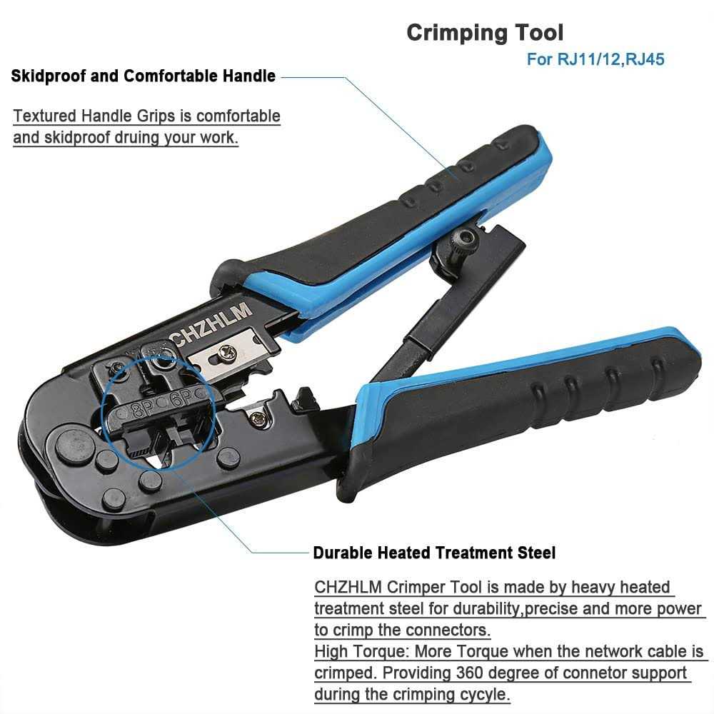 RJ45 crimping Tool Kit Ethernet Crimp Tool 6P-RJ11/12 8P-RJ45 Crimper,Cut,Strip and crimping Tool - Image 5