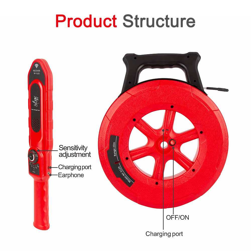 Pipe Blockage Detector Water Pipe Locator Underground Diagnostic-Tool Wall Scanner Pipeline Blocking Clogging Scanner Plumbers Instrument For Metal - Image 5