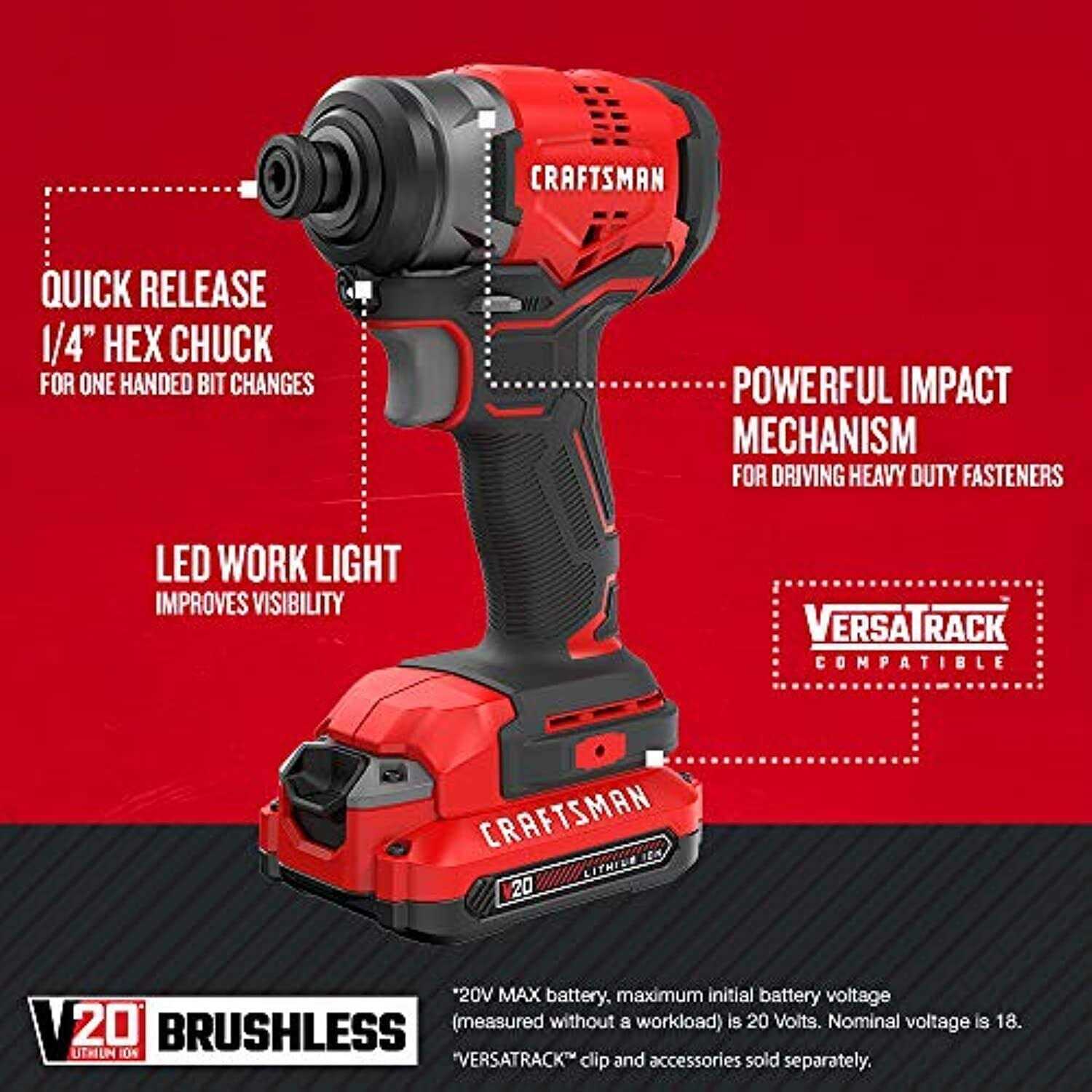 Craftsman 20V Max* Impact Driver Kit CMCF810C1 - Image 4