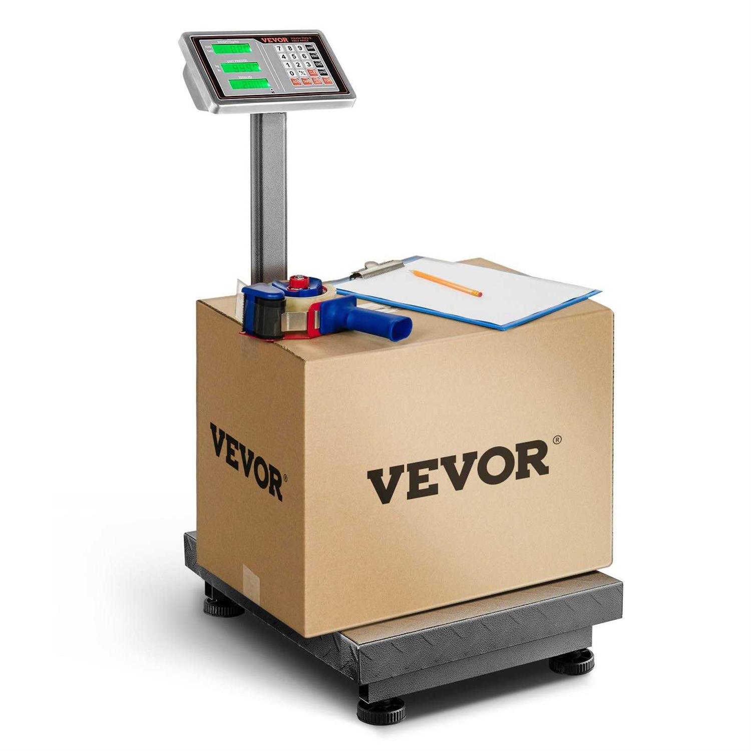 VEVOR Computing Digital Platform Scale 660 lbs. Load Stainless Steel Digital Scale High-Definition Display for Boxes